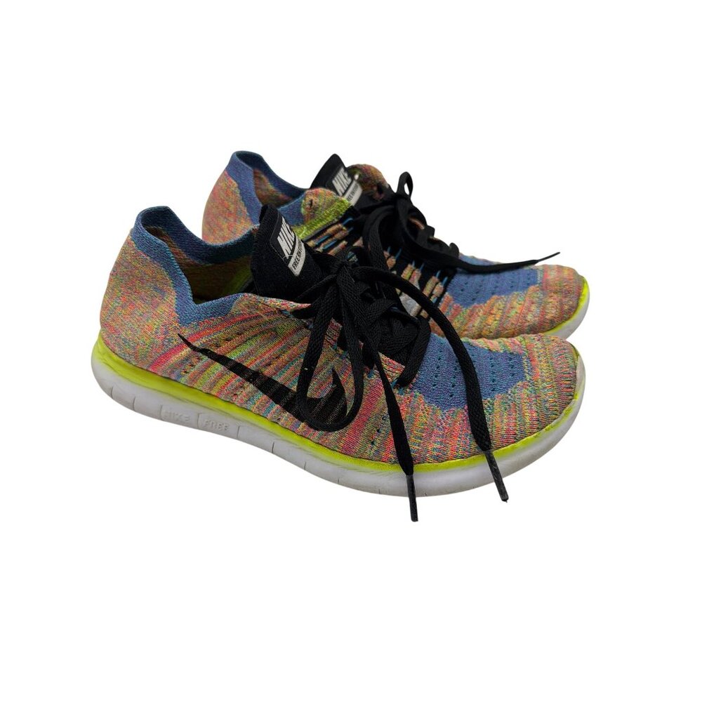 Nike Free Rn Flyknit Multicolor Running Shoes size 7